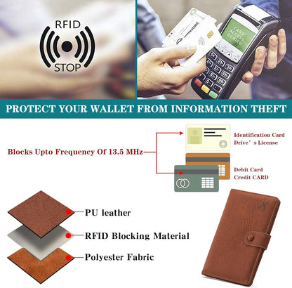 Family Passport Holder Wallet RFID Blocking Zippered Passport Wallet,Women and Men Travel Wallet Ladies Passport Cover
