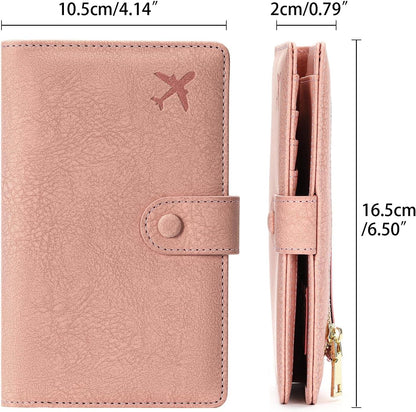Family Passport Holder Wallet RFID Blocking Zippered Passport Wallet,Women and Men Travel Wallet Ladies Passport Cover