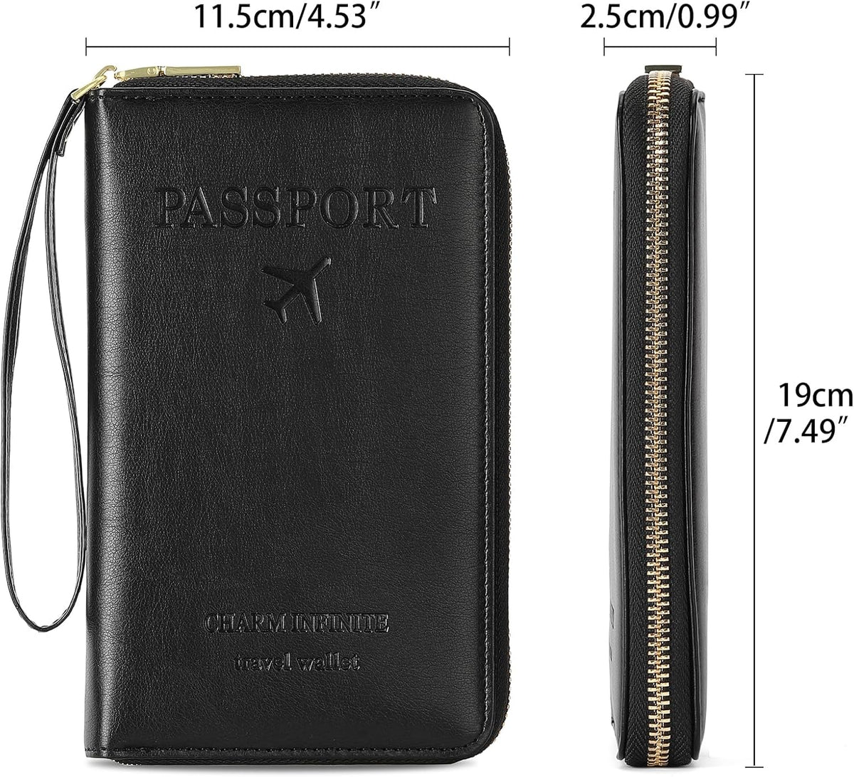 Family Passport Holder Wallet RFID Blocking Zippered Passport Wallet,Women and Men Travel Wallet Ladies Passport Cover