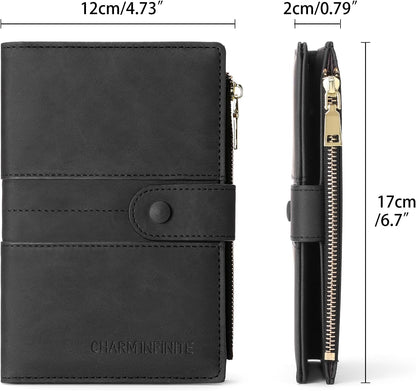 Family Passport Holder Wallet RFID Blocking Zippered Passport Wallet,Women and Men Travel Wallet Ladies Passport Cover