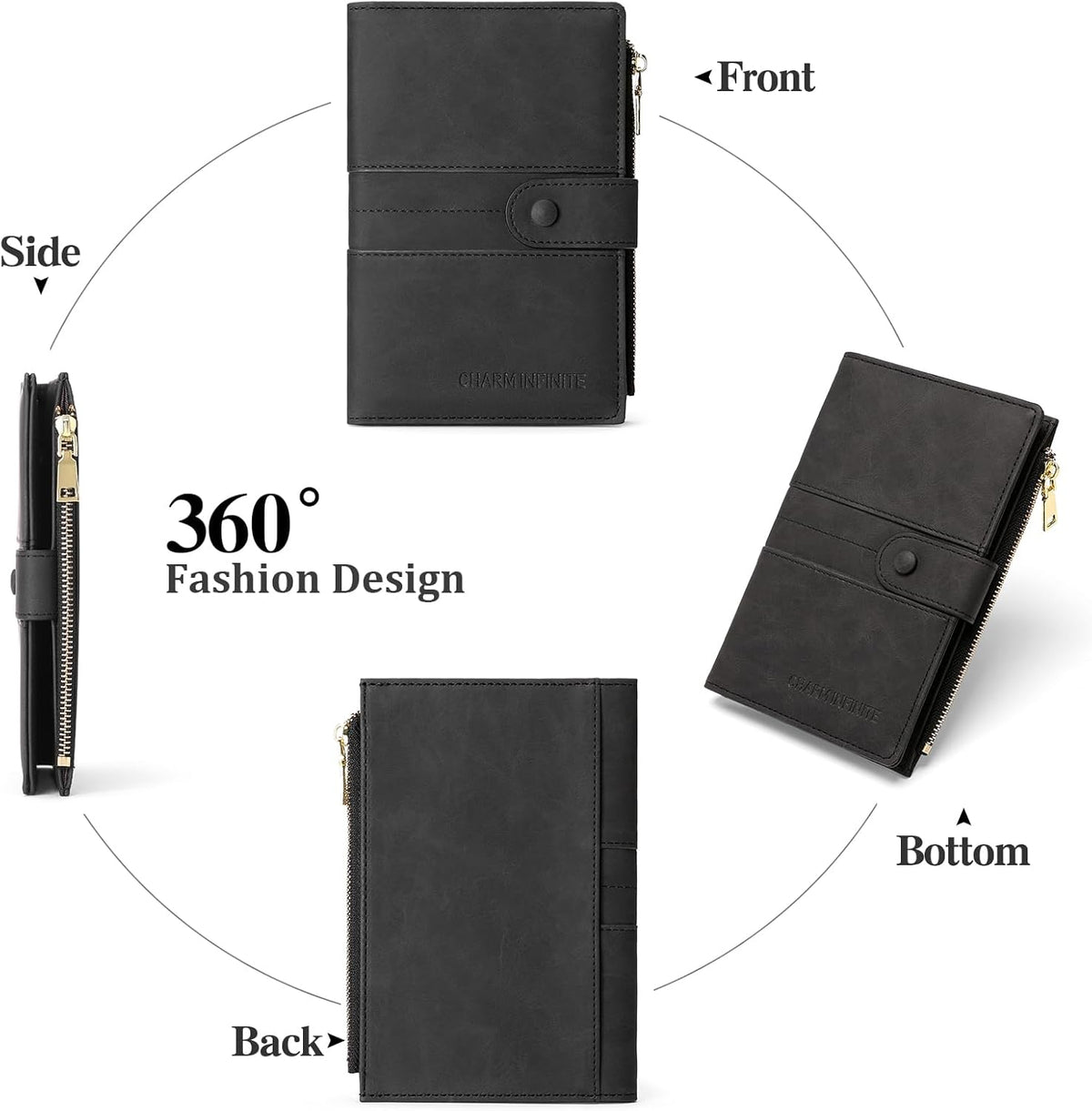 Family Passport Holder Wallet RFID Blocking Zippered Passport Wallet,Women and Men Travel Wallet Ladies Passport Cover