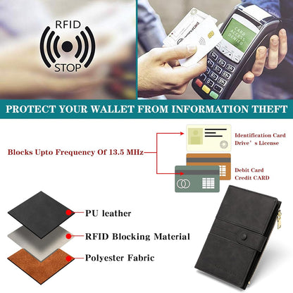 Family Passport Holder Wallet RFID Blocking Zippered Passport Wallet,Women and Men Travel Wallet Ladies Passport Cover