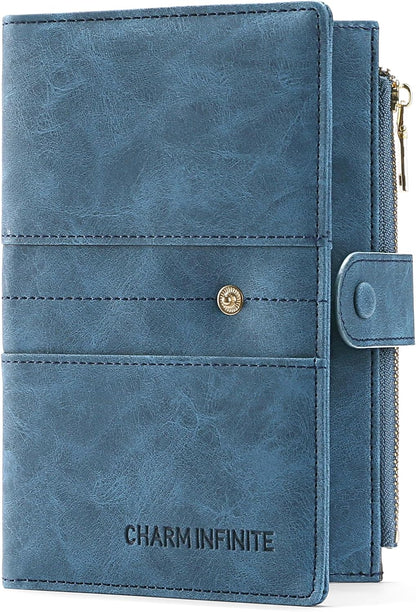 Family Passport Holder Wallet RFID Blocking Zippered Passport Wallet,Women and Men Travel Wallet Ladies Passport Cover