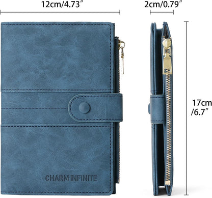 Family Passport Holder Wallet RFID Blocking Zippered Passport Wallet,Women and Men Travel Wallet Ladies Passport Cover