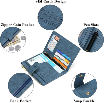 Family Passport Holder Wallet RFID Blocking Zippered Passport Wallet,Women and Men Travel Wallet Ladies Passport Cover