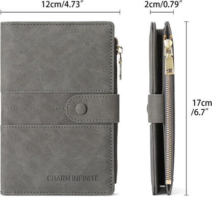 Family Passport Holder Wallet RFID Blocking Zippered Passport Wallet,Women and Men Travel Wallet Ladies Passport Cover