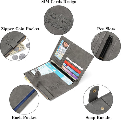 Family Passport Holder Wallet RFID Blocking Zippered Passport Wallet,Women and Men Travel Wallet Ladies Passport Cover