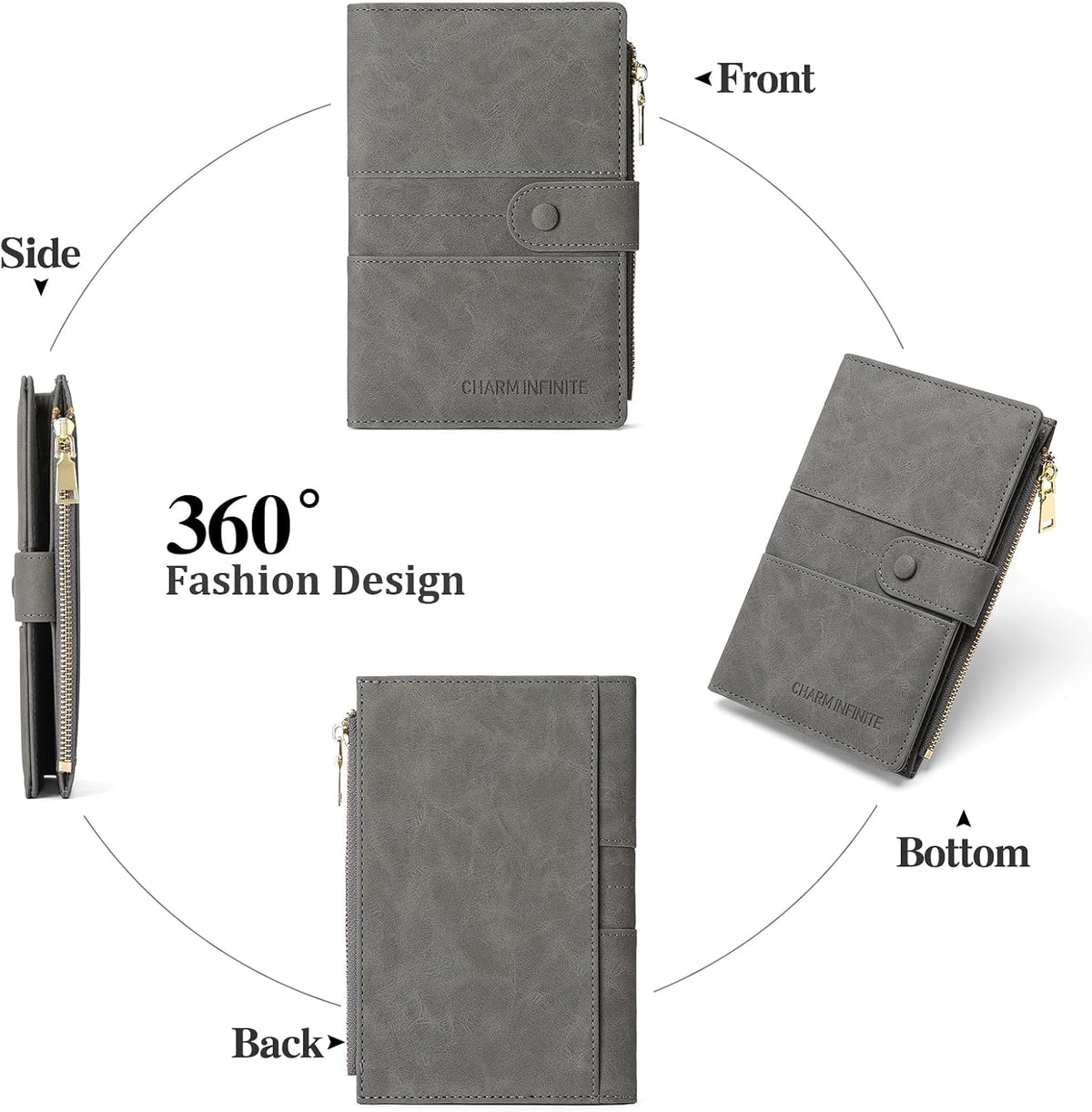 Family Passport Holder Wallet RFID Blocking Zippered Passport Wallet,Women and Men Travel Wallet Ladies Passport Cover