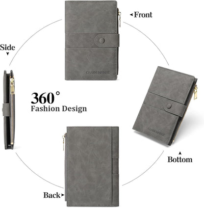 Family Passport Holder Wallet RFID Blocking Zippered Passport Wallet,Women and Men Travel Wallet Ladies Passport Cover
