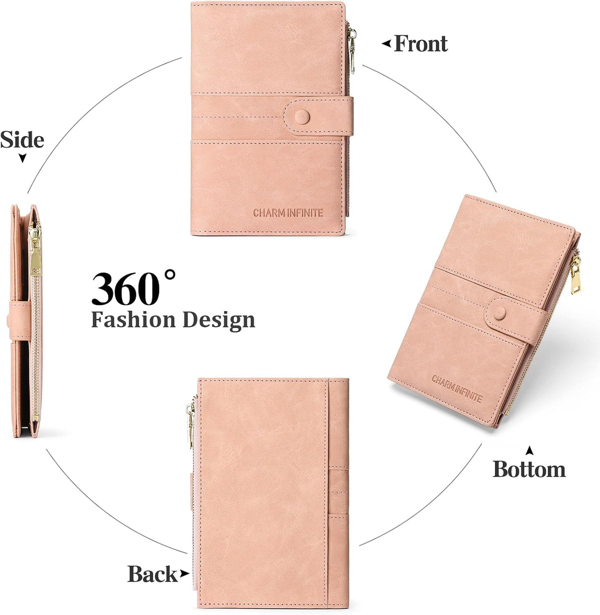 Family Passport Holder Wallet RFID Blocking Zippered Passport Wallet,Women and Men Travel Wallet Ladies Passport Cover