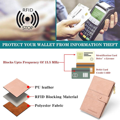 Family Passport Holder Wallet RFID Blocking Zippered Passport Wallet,Women and Men Travel Wallet Ladies Passport Cover
