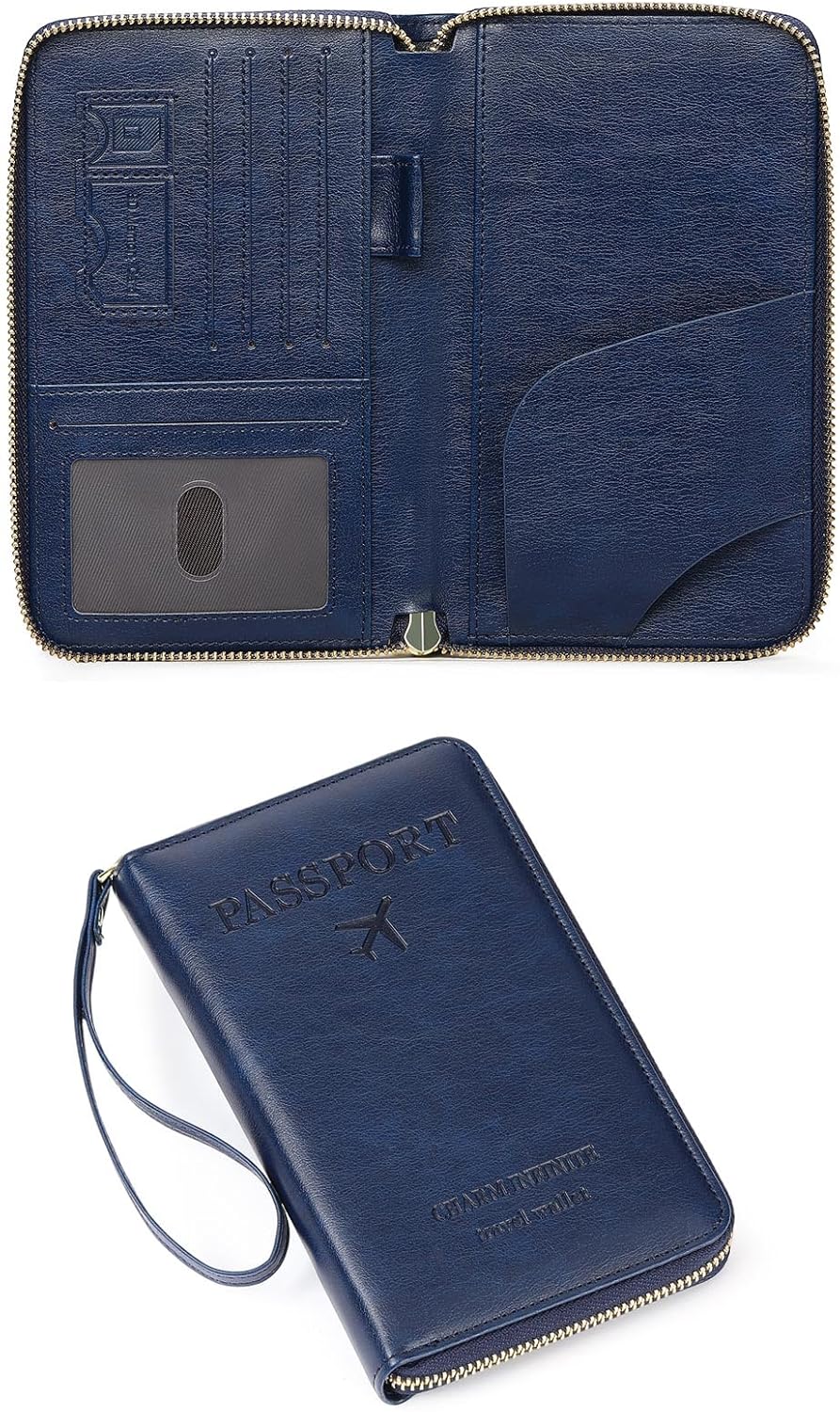 Family Passport Holder Wallet RFID Blocking Zippered Passport Wallet,Women and Men Travel Wallet Ladies Passport Cover