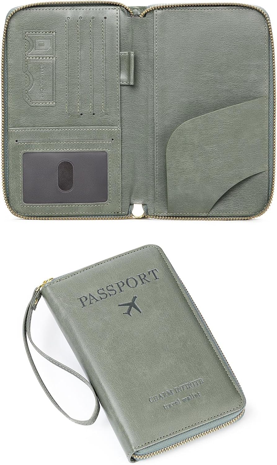 Family Passport Holder Wallet RFID Blocking Zippered Passport Wallet,Women and Men Travel Wallet Ladies Passport Cover