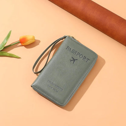 Family Passport Holder Wallet RFID Blocking Zippered Passport Wallet,Women and Men Travel Wallet Ladies Passport Cover