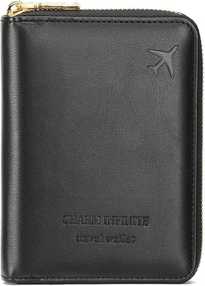 Family Passport Holder Wallet RFID Blocking Zippered Passport Wallet,Women and Men Travel Wallet Ladies Passport Cover