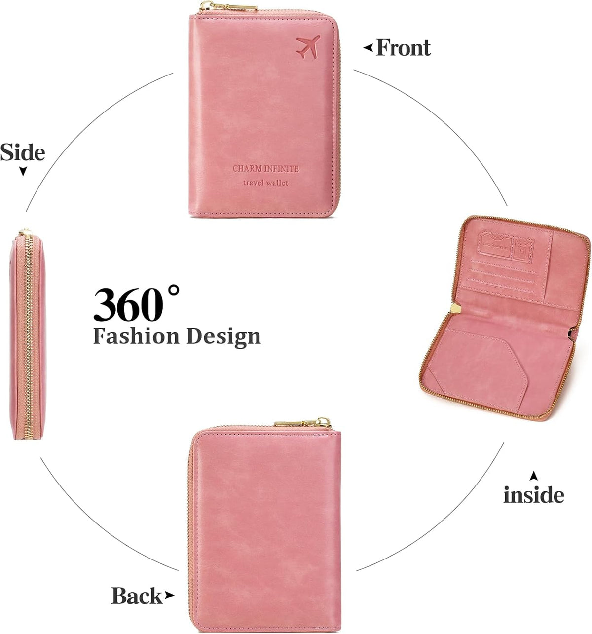 Family Passport Holder Wallet RFID Blocking Zippered Passport Wallet,Women and Men Travel Wallet Ladies Passport Cover