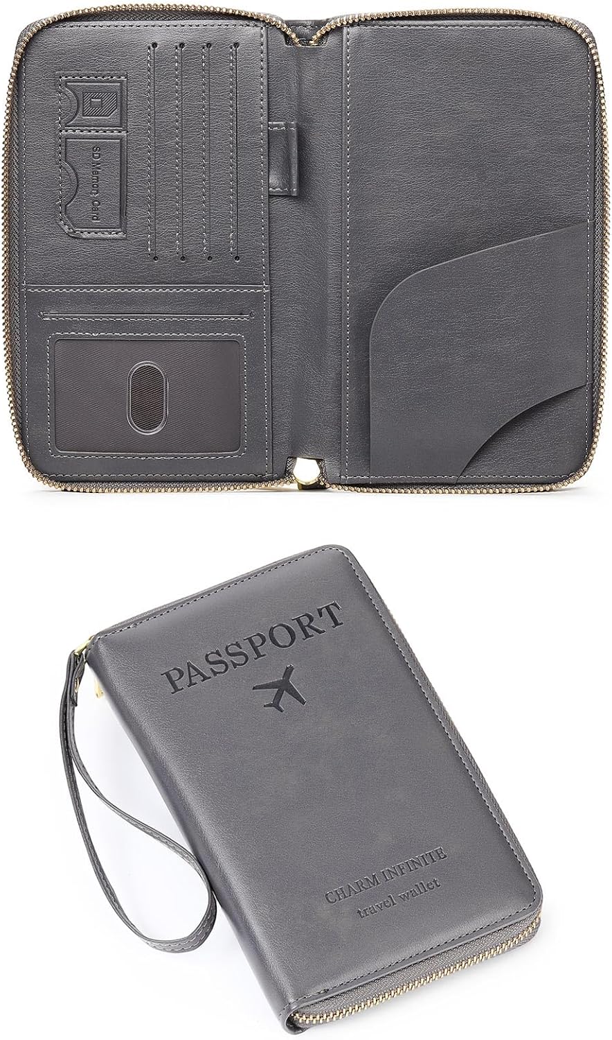 Family Passport Holder Wallet RFID Blocking Zippered Passport Wallet,Women and Men Travel Wallet Ladies Passport Cover