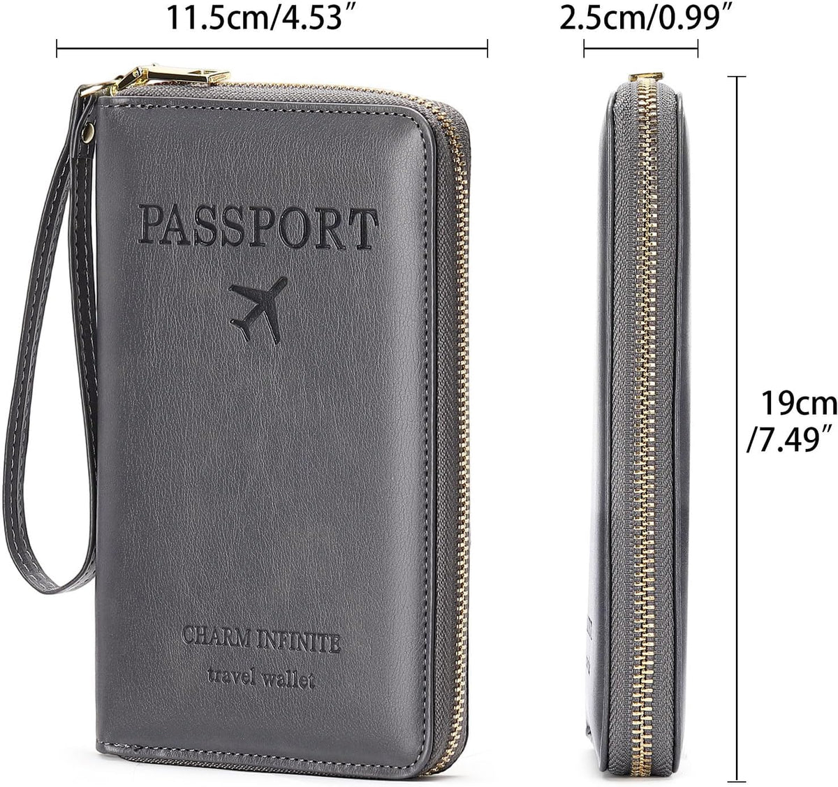 Family Passport Holder Wallet RFID Blocking Zippered Passport Wallet,Women and Men Travel Wallet Ladies Passport Cover