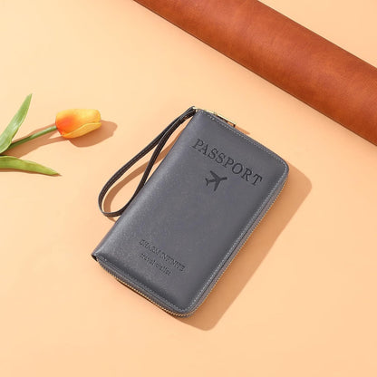 Family Passport Holder Wallet RFID Blocking Zippered Passport Wallet,Women and Men Travel Wallet Ladies Passport Cover