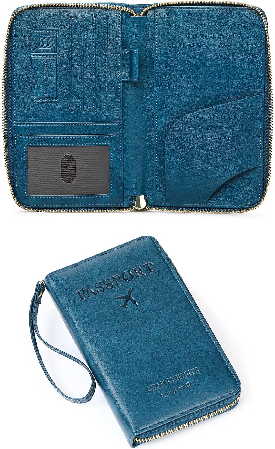 Family Passport Holder Wallet RFID Blocking Zippered Passport Wallet,Women and Men Travel Wallet Ladies Passport Cover