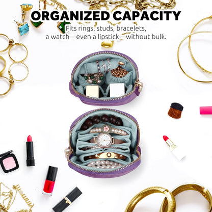 Small Travel Jewelry Case 2-in-1 Detachable Velvet Jewelry Bag Set | Portable Dual-Pouch Jewelry Organizer with Zippered Pouches and Divided Storage for Rings, Earrings, Bracelets & Accessories