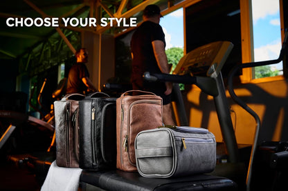 Mens Toiletry Travel Bag with Razor Case & Dust Bag – Premium PU Leather Organizer with Hanging Design and Structured Storage – Mens Toiletry Bag for Travel, Gym, and Everyday Gift–DARK BROWN