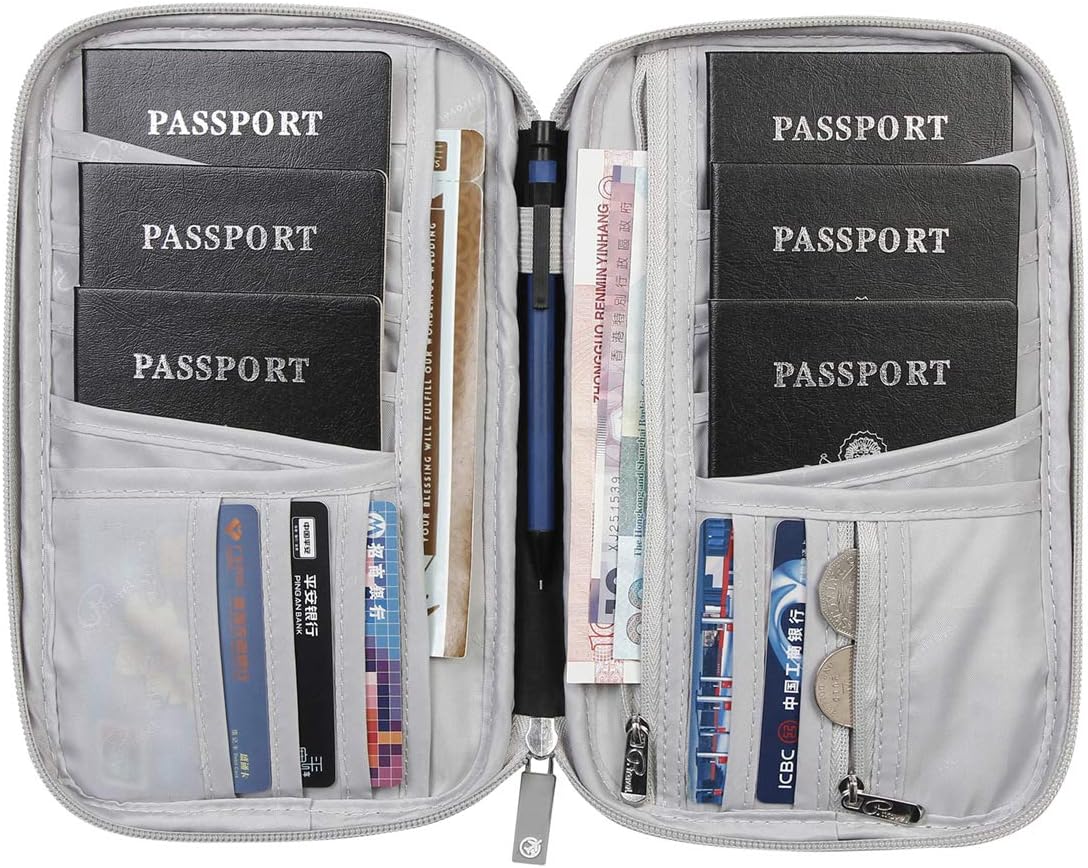Passport Wallets, Travel Wallet, RFID Family Passport Holder, Trip Document Organizer (Black)
