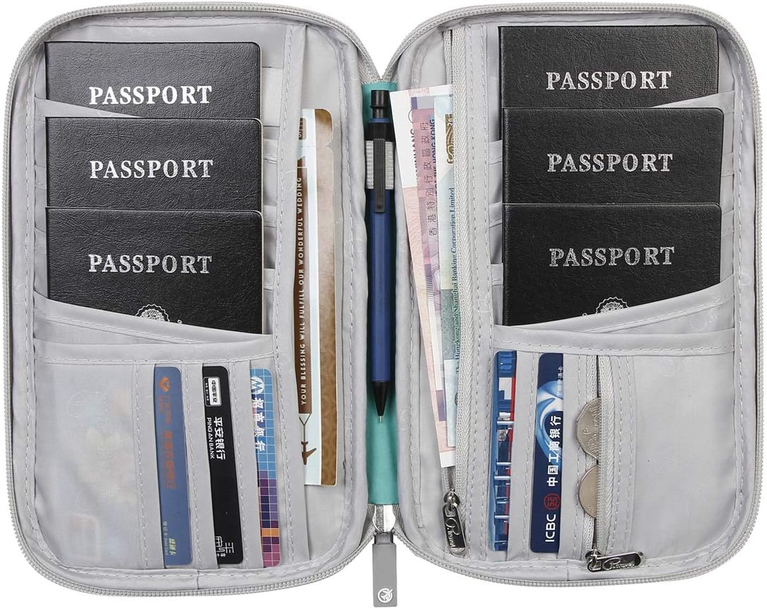 Passport Wallets, Travel Wallet, RFID Family Passport Holder, Trip Document Organizer (Black)