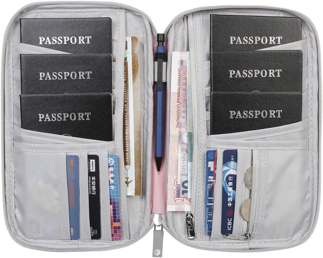 Passport Wallets, Travel Wallet, RFID Family Passport Holder, Trip Document Organizer (Black)