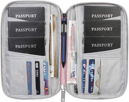Passport Wallets, Travel Wallet, RFID Family Passport Holder, Trip Document Organizer (Black)