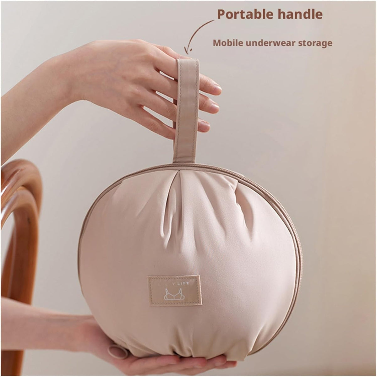 Women's Travel Lingerie Bag Organizer - Portable Bra and Underwear Storage Case with Structured Design, Machine Washable, Ideal for Travel & Daily Use(White)