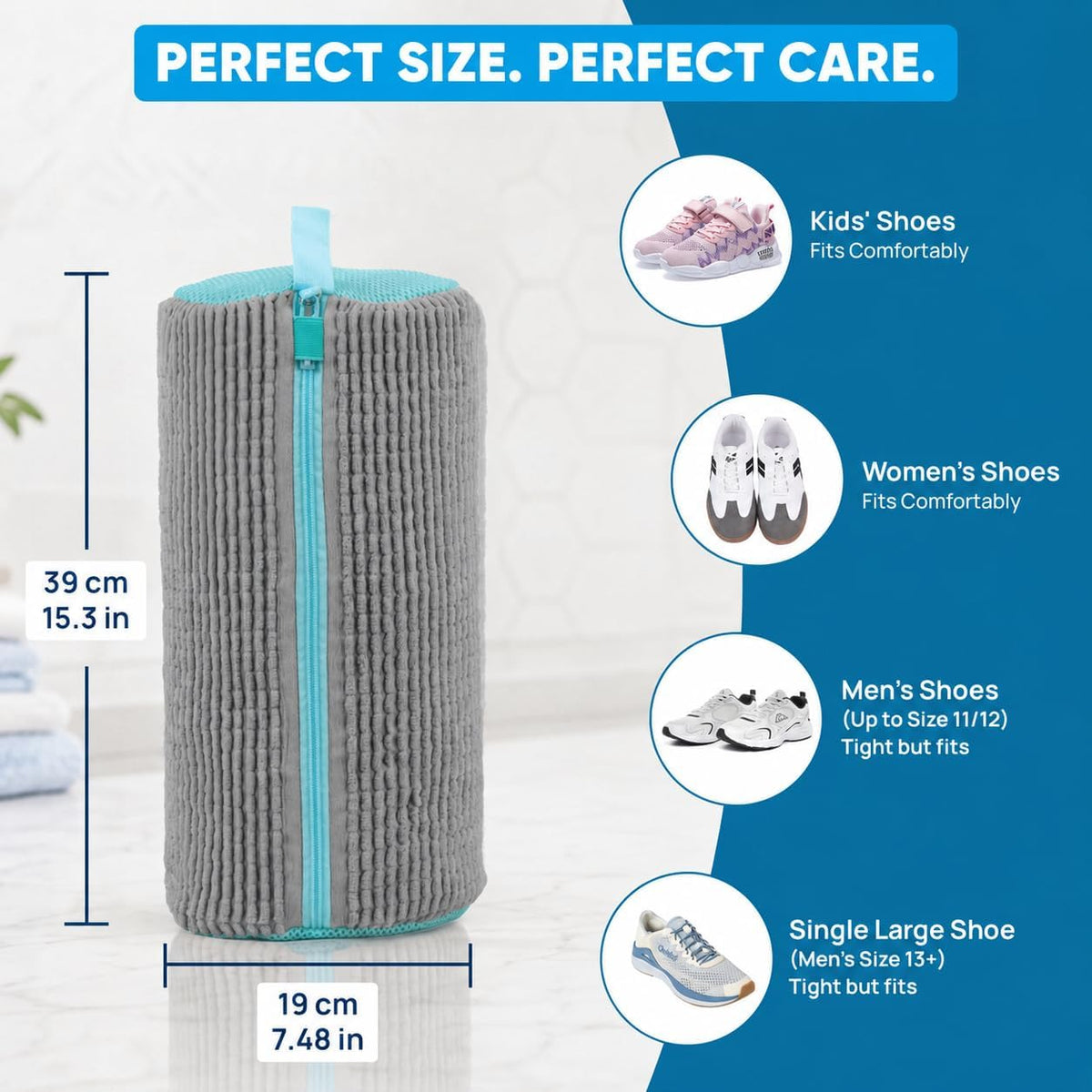 Shoe Washing Machine Bag – 2Pcs Shoe Cleaning Laundry Bags for Sneakers | Shoe Trees and 6 Deodorizer Balls Included, Secure Zip Lock Sneaker Washing Machine 360° Deep Shoe Cleaning Bag