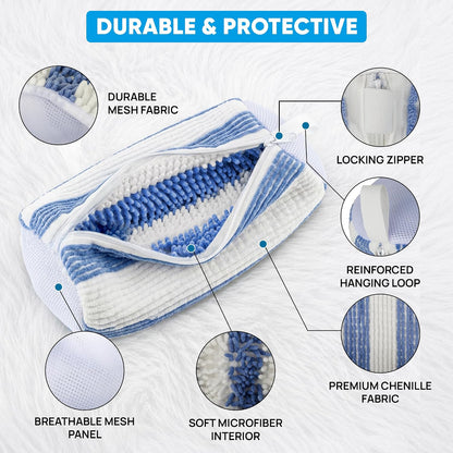 Shoe Washing Machine Bag – 2Pcs Shoe Cleaning Laundry Bags for Sneakers | Shoe Trees and 6 Deodorizer Balls Included, Secure Zip Lock Sneaker Washing Machine 360° Deep Shoe Cleaning Bag