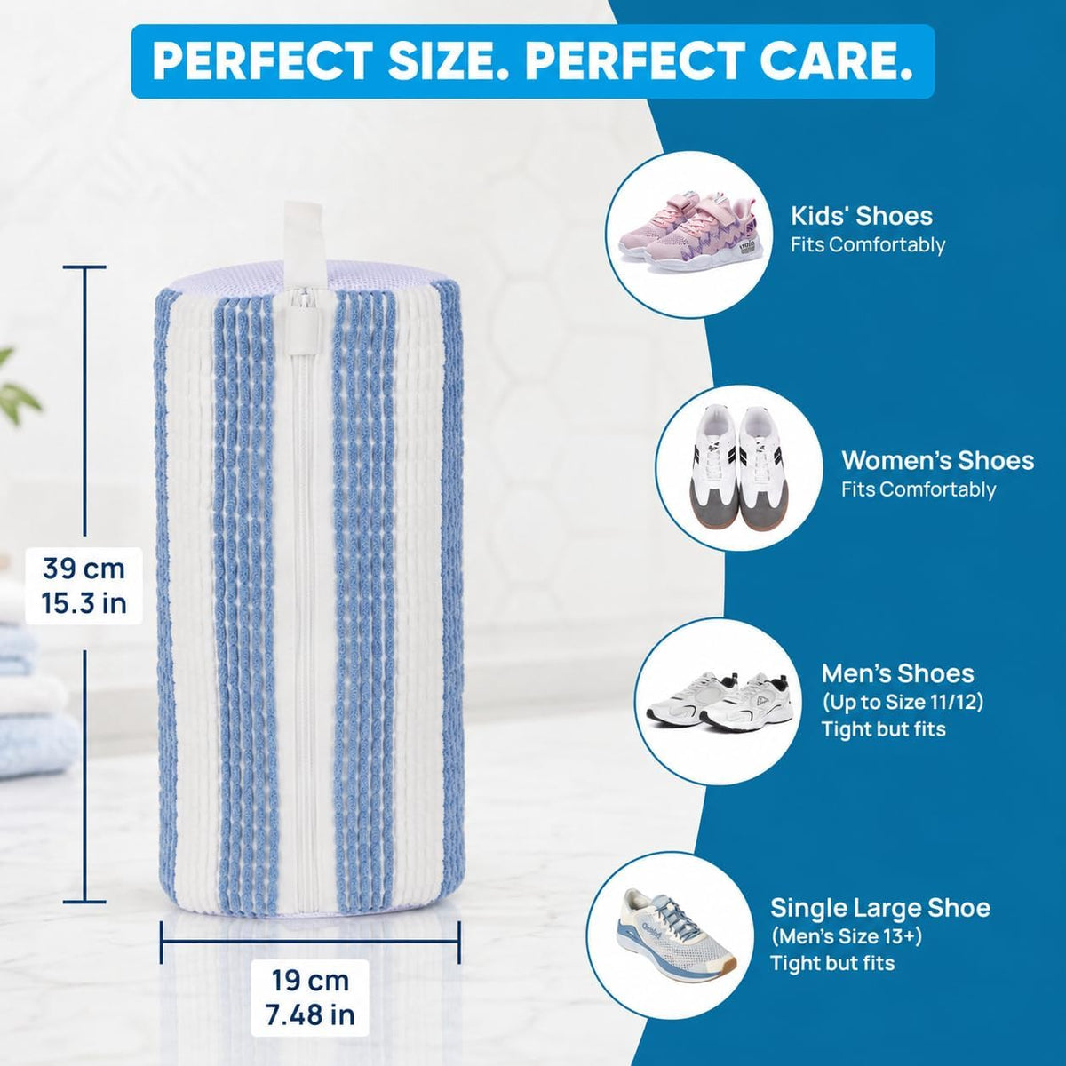 Shoe Washing Machine Bag – 2Pcs Shoe Cleaning Laundry Bags for Sneakers | Shoe Trees and 6 Deodorizer Balls Included, Secure Zip Lock Sneaker Washing Machine 360° Deep Shoe Cleaning Bag