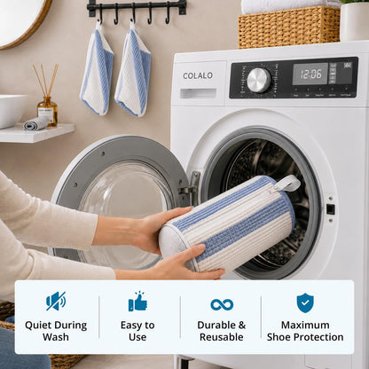 Shoe Washing Machine Bag – 2Pcs Shoe Cleaning Laundry Bags for Sneakers | Shoe Trees and 6 Deodorizer Balls Included, Secure Zip Lock Sneaker Washing Machine 360° Deep Shoe Cleaning Bag