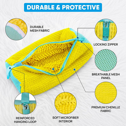 Shoe Washing Machine Bag – 2Pcs Shoe Cleaning Laundry Bags for Sneakers | Shoe Trees and 6 Deodorizer Balls Included, Secure Zip Lock Sneaker Washing Machine 360° Deep Shoe Cleaning Bag