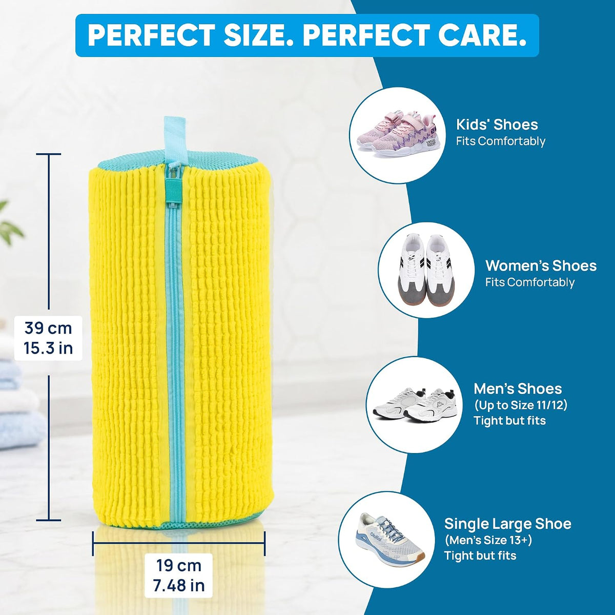 Shoe Washing Machine Bag – 2Pcs Shoe Cleaning Laundry Bags for Sneakers | Shoe Trees and 6 Deodorizer Balls Included, Secure Zip Lock Sneaker Washing Machine 360° Deep Shoe Cleaning Bag