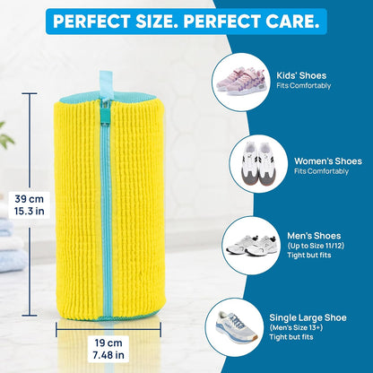 Shoe Washing Machine Bag – 2Pcs Shoe Cleaning Laundry Bags for Sneakers | Shoe Trees and 6 Deodorizer Balls Included, Secure Zip Lock Sneaker Washing Machine 360° Deep Shoe Cleaning Bag