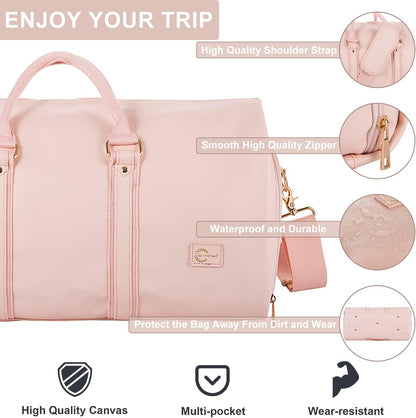 Convertible Carry on Garment Bag for Women, Garment Bags for Travel with Shoe Pouch 2 in 1 Hanging Suitcase Suit Bag for Women Travel Duffle Bag Garment Bag