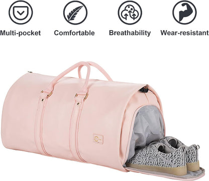 Convertible Carry on Garment Bag for Women, Garment Bags for Travel with Shoe Pouch 2 in 1 Hanging Suitcase Suit Bag for Women Travel Duffle Bag Garment Bag