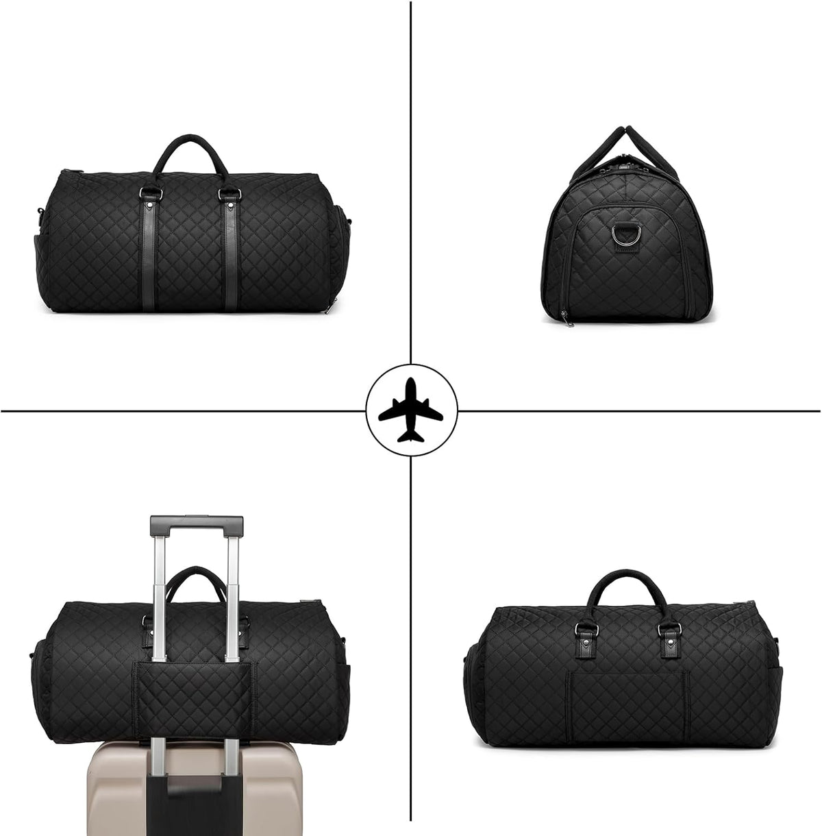 Convertible Carry on Garment Bag for Women, Garment Bags for Travel with Shoe Pouch 2 in 1 Hanging Suitcase Suit Bag for Women Travel Duffle Bag Garment Bag