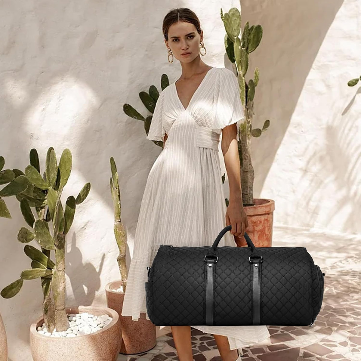 Convertible Carry on Garment Bag for Women, Garment Bags for Travel with Shoe Pouch 2 in 1 Hanging Suitcase Suit Bag for Women Travel Duffle Bag Garment Bag