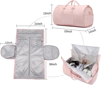 Convertible Carry on Garment Bag for Women, Garment Bags for Travel with Shoe Pouch 2 in 1 Hanging Suitcase Suit Bag for Women Travel Duffle Bag Garment Bag