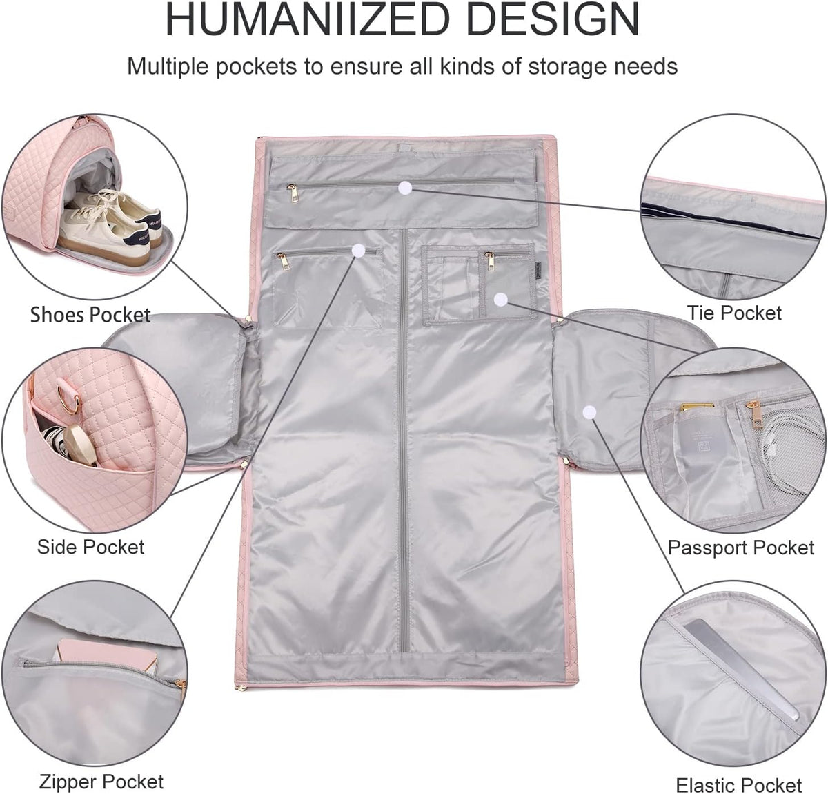 Convertible Carry on Garment Bag for Women, Garment Bags for Travel with Shoe Pouch 2 in 1 Hanging Suitcase Suit Bag for Women Travel Duffle Bag Garment Bag
