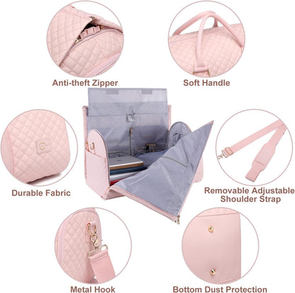Convertible Carry on Garment Bag for Women, Garment Bags for Travel with Shoe Pouch 2 in 1 Hanging Suitcase Suit Bag for Women Travel Duffle Bag Garment Bag