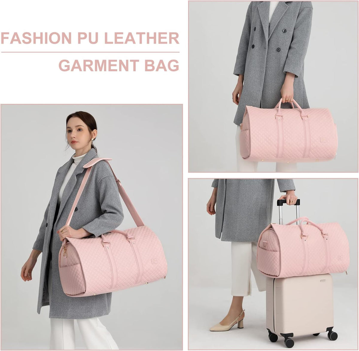 Convertible Carry on Garment Bag for Women, Garment Bags for Travel with Shoe Pouch 2 in 1 Hanging Suitcase Suit Bag for Women Travel Duffle Bag Garment Bag