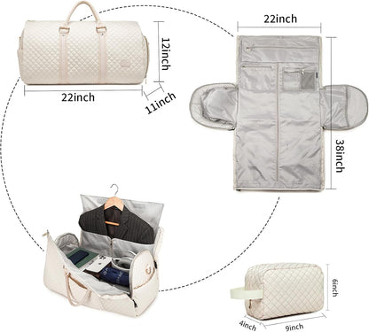 Convertible Carry on Garment Bag for Women, Garment Bags for Travel with Shoe Pouch 2 in 1 Hanging Suitcase Suit Bag for Women Travel Duffle Bag Garment Bag