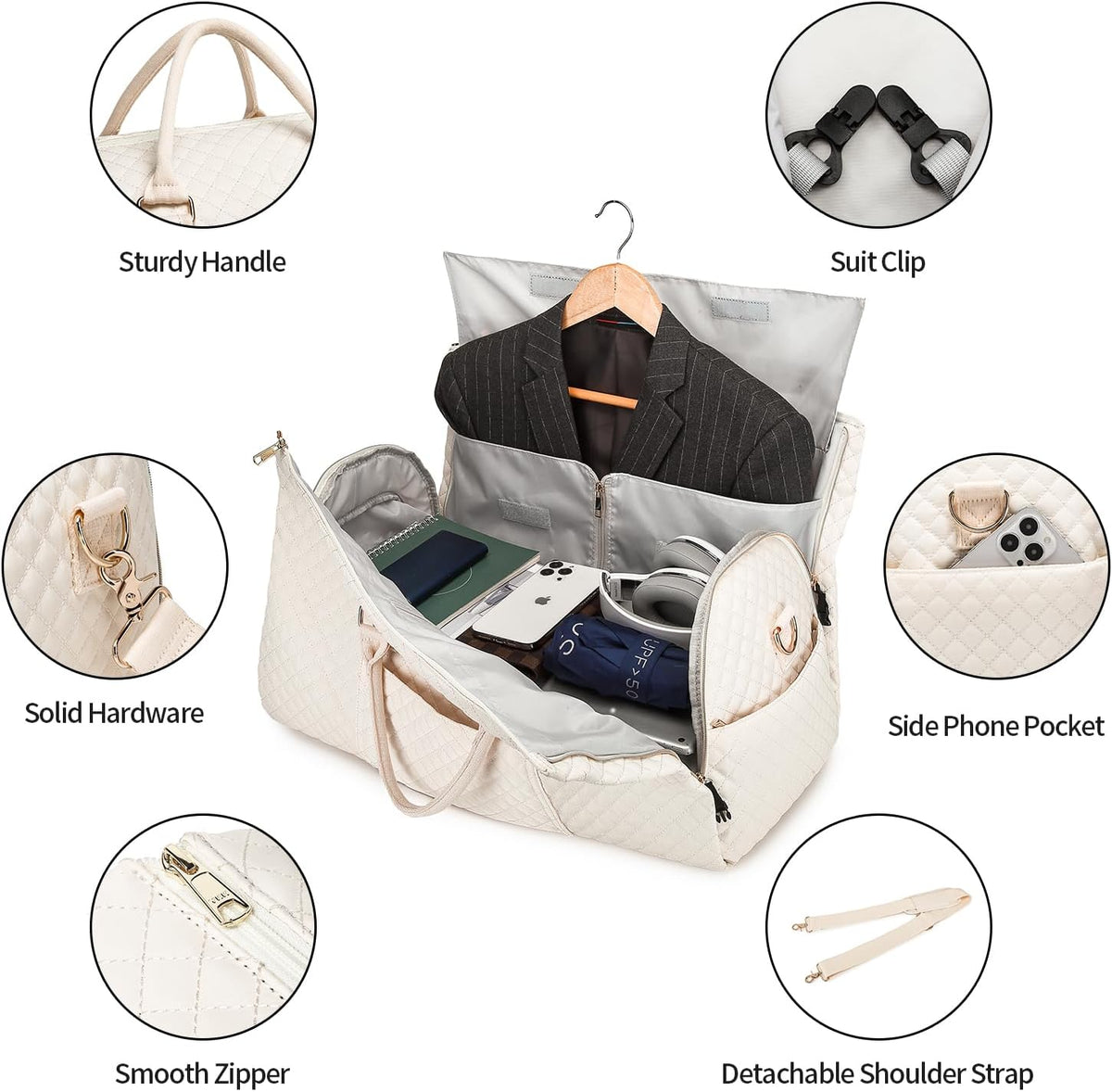 Convertible Carry on Garment Bag for Women, Garment Bags for Travel with Shoe Pouch 2 in 1 Hanging Suitcase Suit Bag for Women Travel Duffle Bag Garment Bag