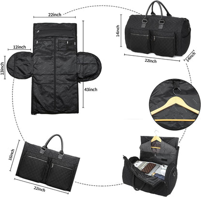 Convertible Carry on Garment Bag for Women, Garment Bags for Travel with Shoe Pouch 2 in 1 Hanging Suitcase Suit Bag for Women Travel Duffle Bag Garment Bag