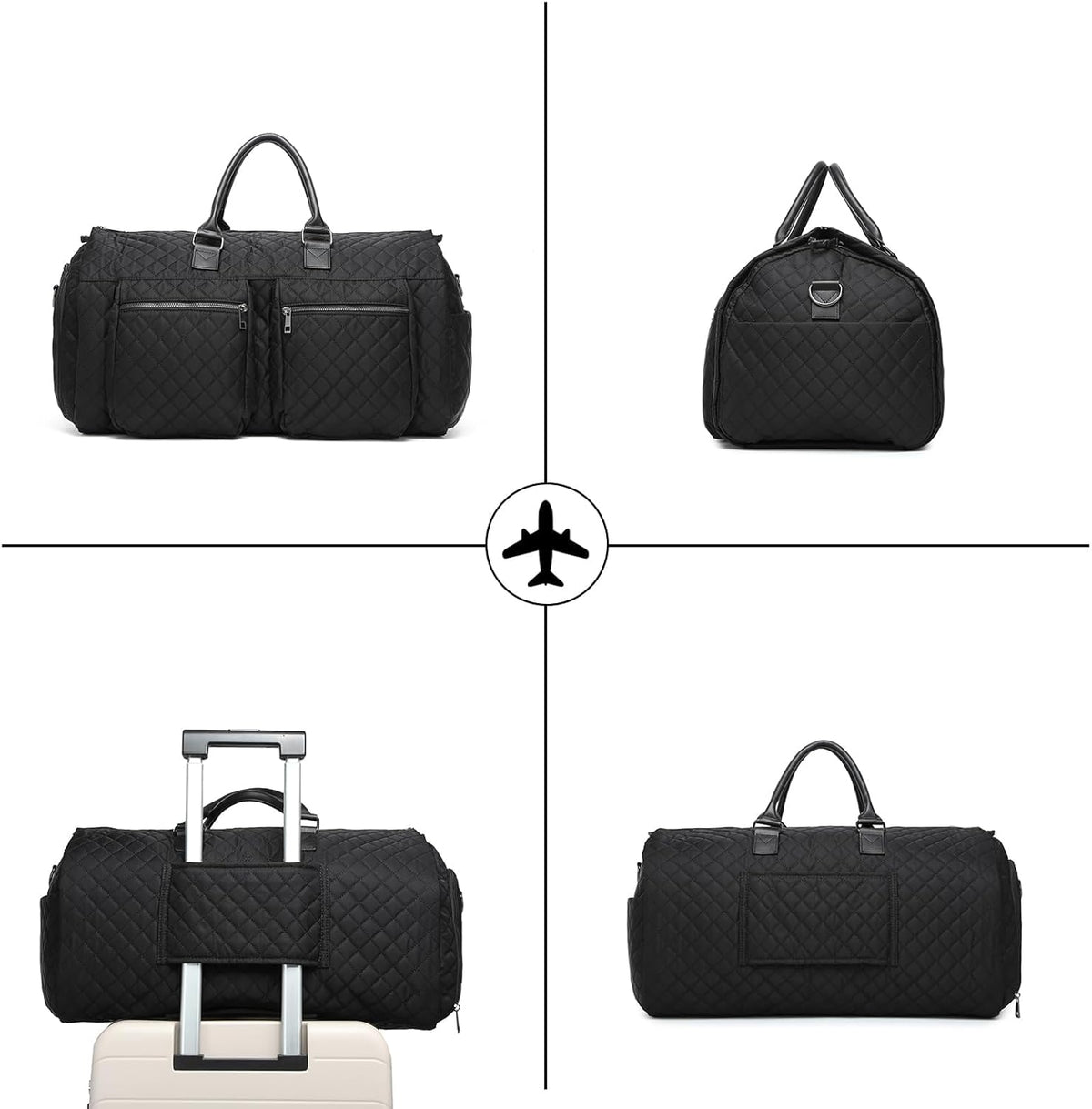 Convertible Carry on Garment Bag for Women, Garment Bags for Travel with Shoe Pouch 2 in 1 Hanging Suitcase Suit Bag for Women Travel Duffle Bag Garment Bag